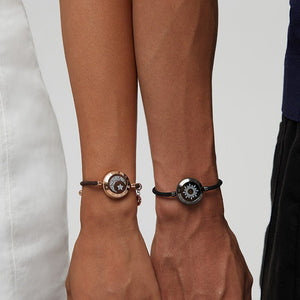 Totwoo Love Sun & Moon Touch Bracelets (Black+Brown) - Naggat Silver