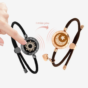 Totwoo Love Sun & Moon Touch Bracelets (Black+Brown) - Naggat Silver
