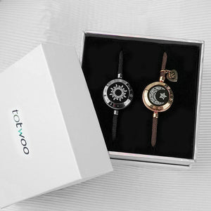 Totwoo Love Sun & Moon Touch Bracelets (Black+Brown) - Naggat Silver