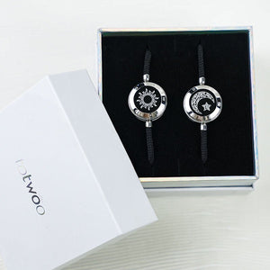 Totwoo Love Sun & Moon Touch Bracelets (Black+Brown) - Naggat Silver